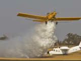 Crop sprayer dumps a load of water