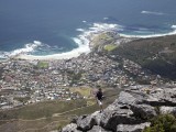 Wes_71 - looking down from Table Mountain at Camps Bay - abseilers in the foreground
